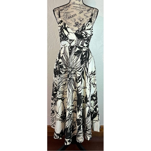 Jams World Women’s Floral Hibiscus Print Fit and Flare Midi Dress Resortwear, XS - Picture 4 of 11